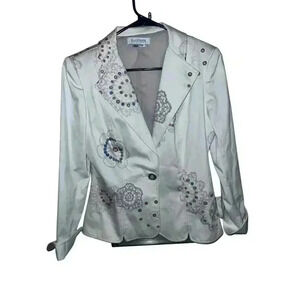 Kay Unger New York white blazer size 8 Avant Garde Secretary Office Siren